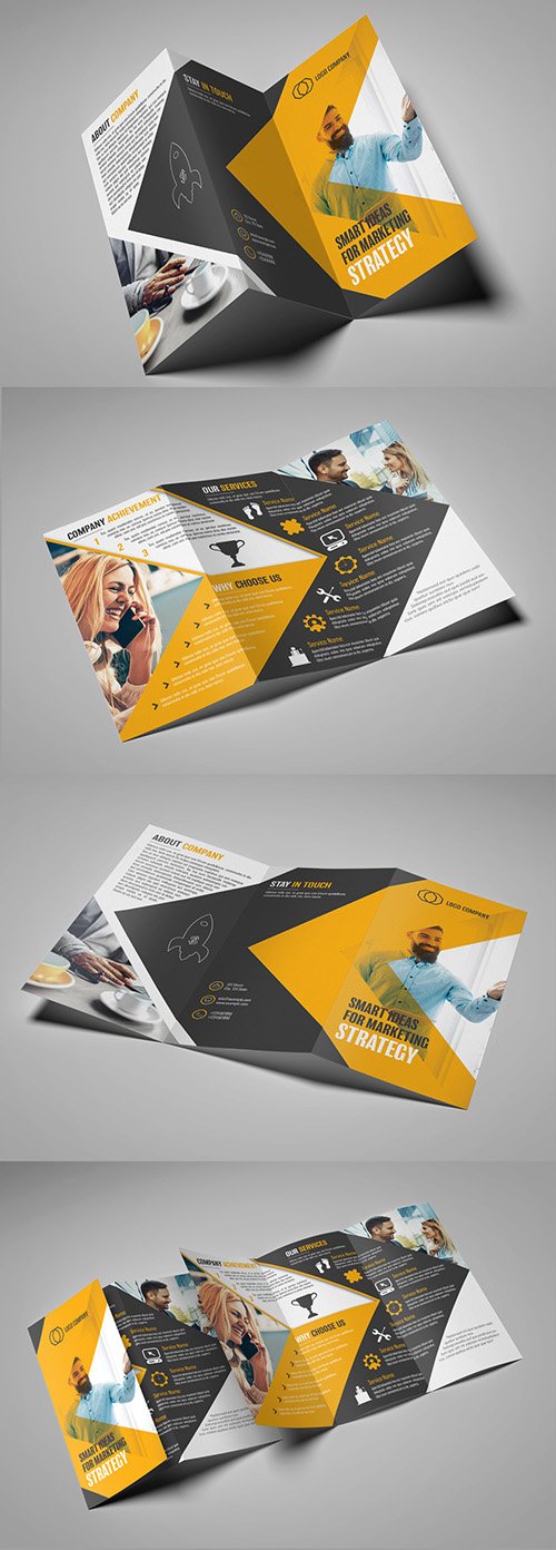 Dark Gray and Yellow Trifold Brochure Layout