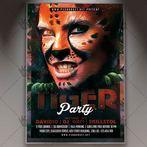 Tiger Party Flyer - PSD Template