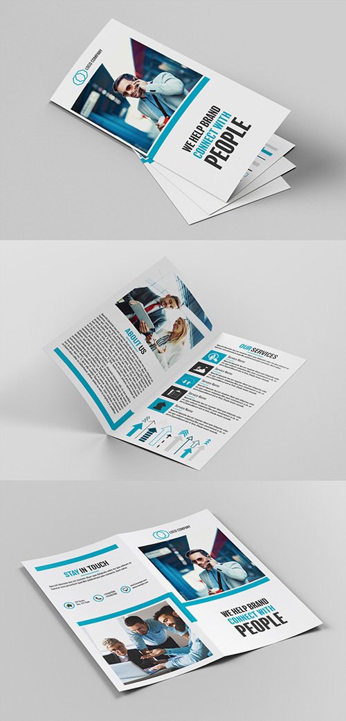 DL Brochure Layout with Blue Accents