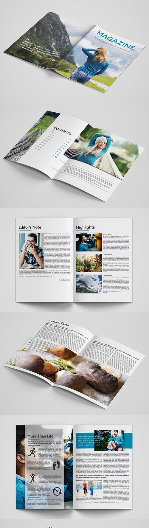 Magazine Layout with Blue Accents
