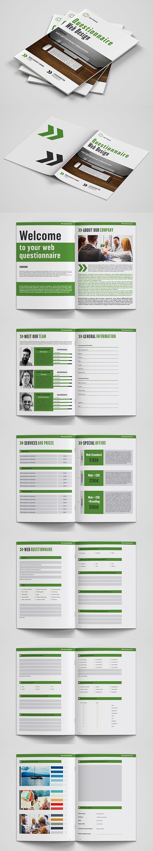 Questionnaire Layout with Green Accents