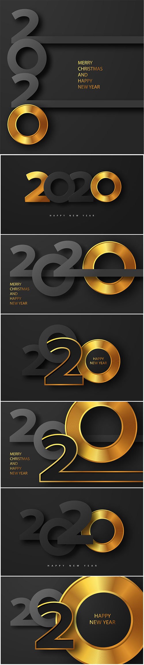 Merry Christmas and Happy new year 2020 banner with golden luxury text