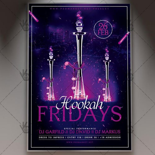 Hookah Fridays Flyer - PSD Template