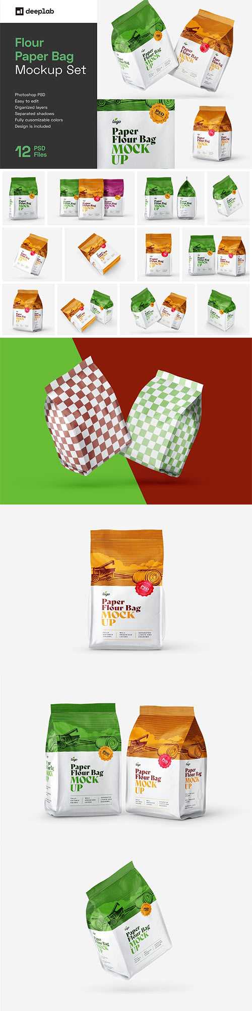 Paper Flour Bag Mockup Set | Pouch 6034118