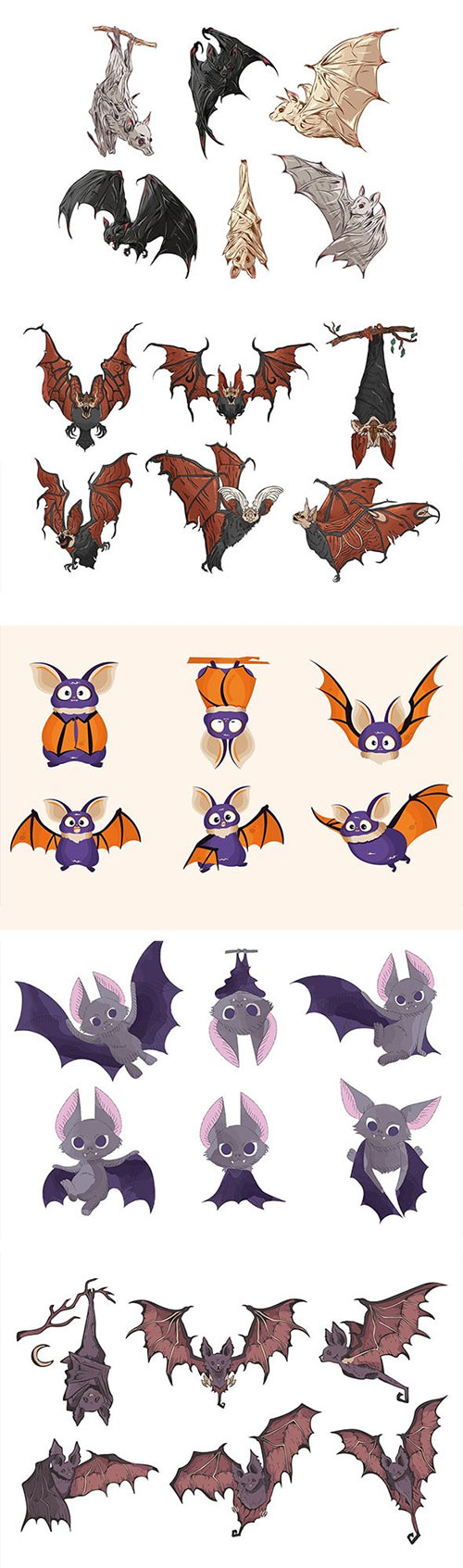 Halloween Bats illustration Set