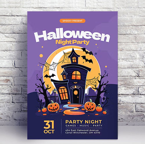 Halloween Night Party Poster RGZE6V7