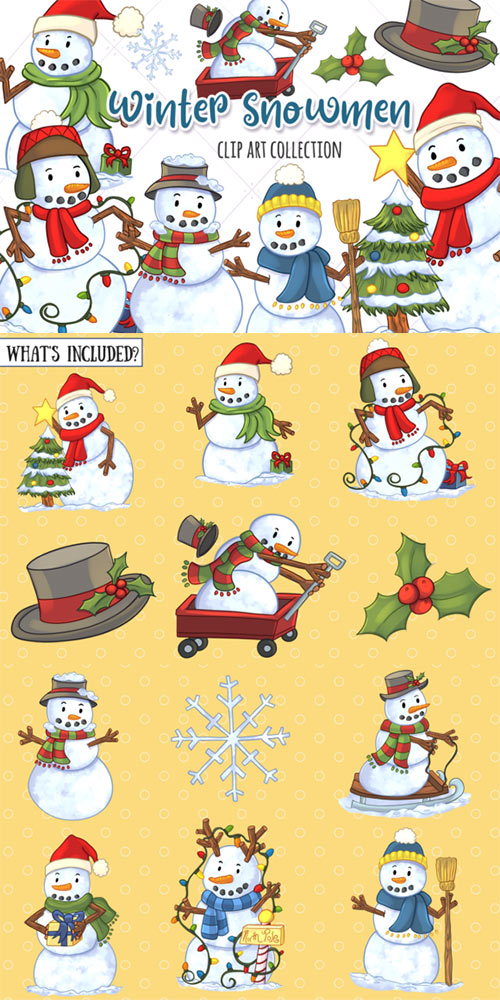 Christmas Snowmen Clip Art Collection
