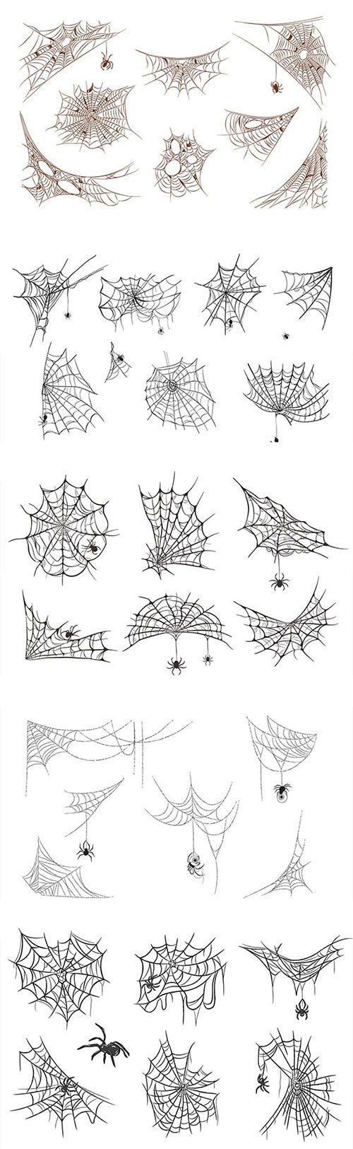 The Web Is A Symbol Of Halloween Horror Illustration Set