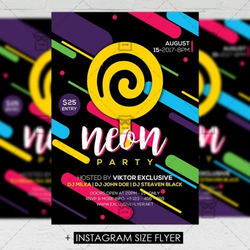A5 Flyer Template - Neon Party