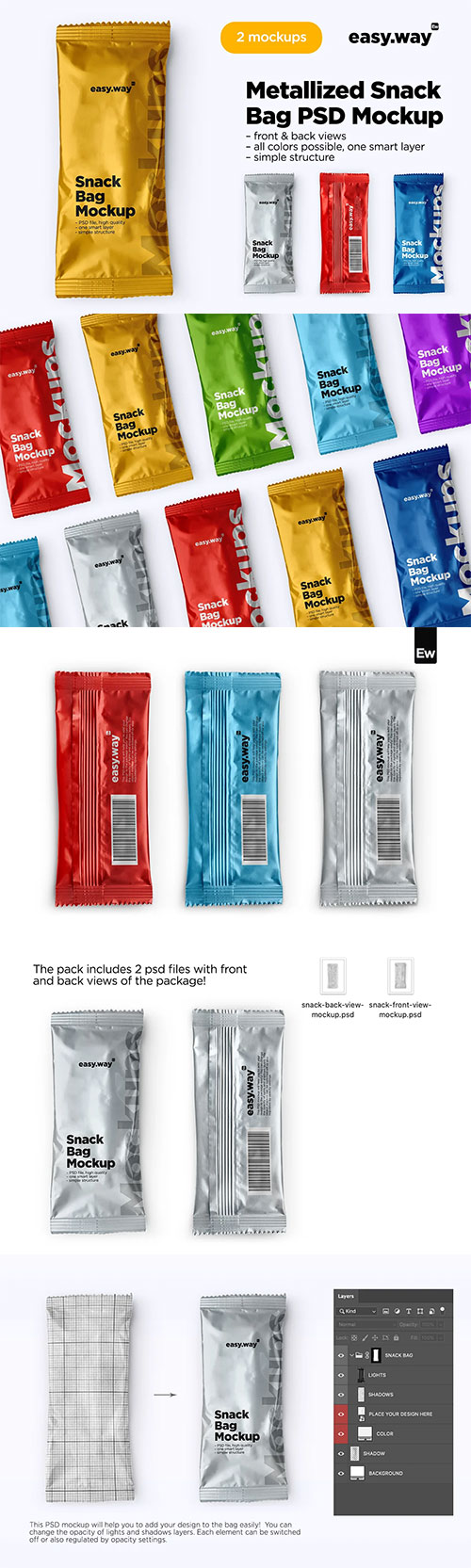 Metallized Snack Bag PSD Mockup 5819433