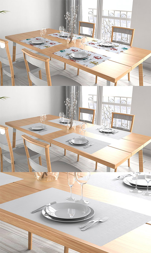 Elegant Place Settings Individual Tablecloths Mockup on Table 400053023