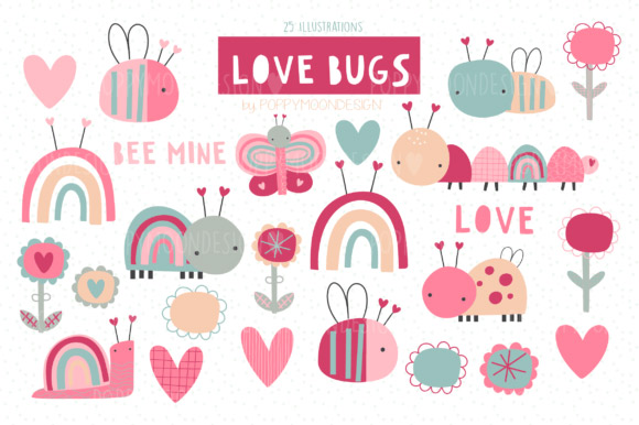 Love Bugs Clipart Set