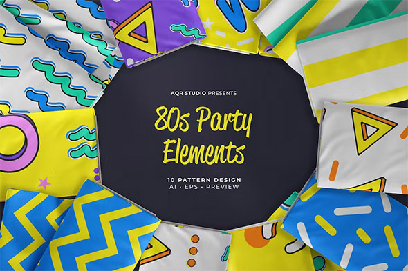 80s Party Element - Seamless Pattern Beautiful Design