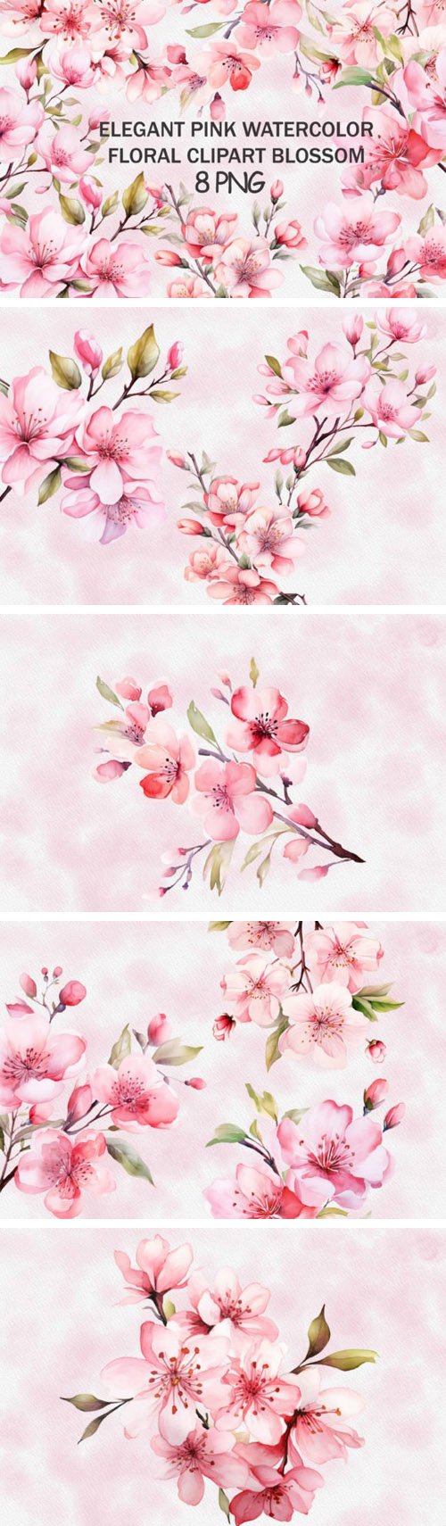 Elegant Watercolor Pink Floral PNG Clipart