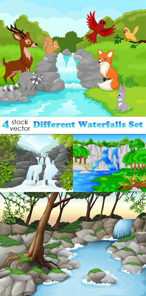 Vectors - Different Waterfalls Set