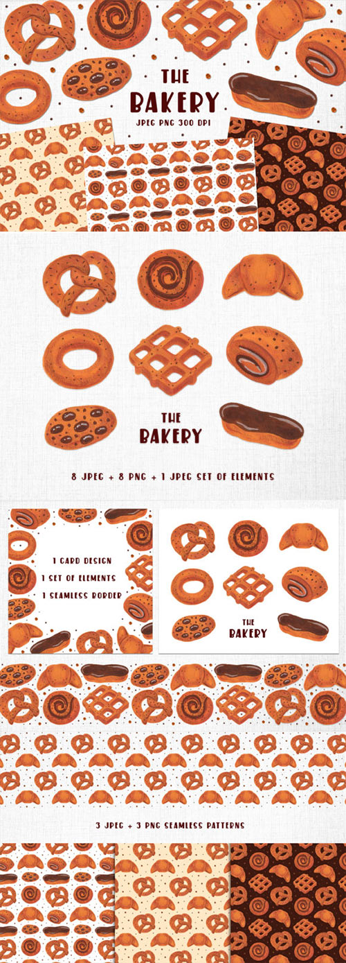 Bakery Illustrations, Patterns, Border