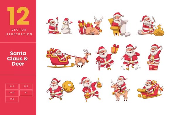 Santa Claus Character Illustration Set Collection NSZ9AUN