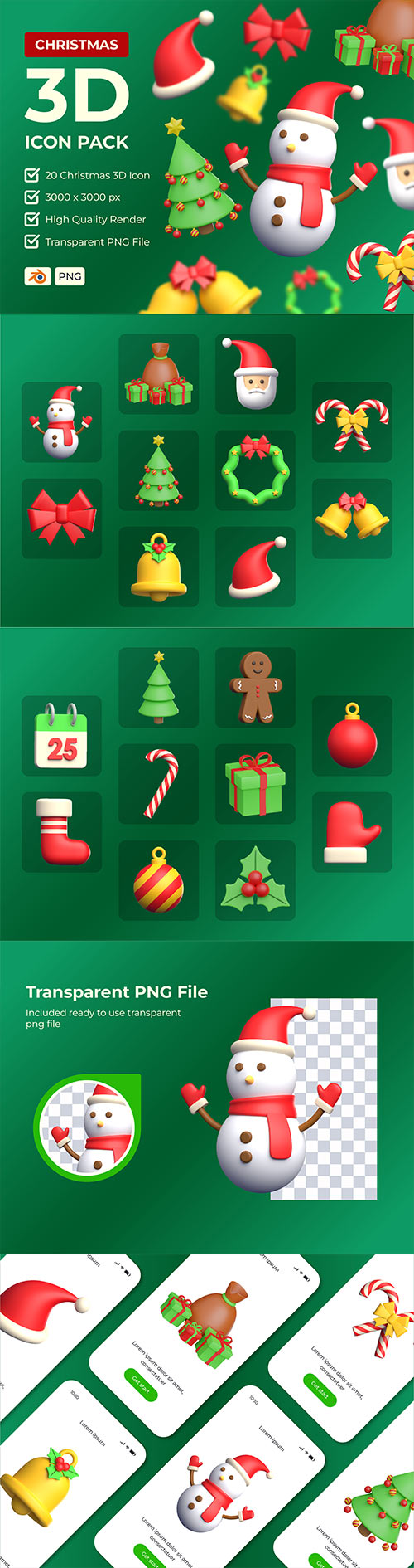 Christmas Object 3D Icon Pack