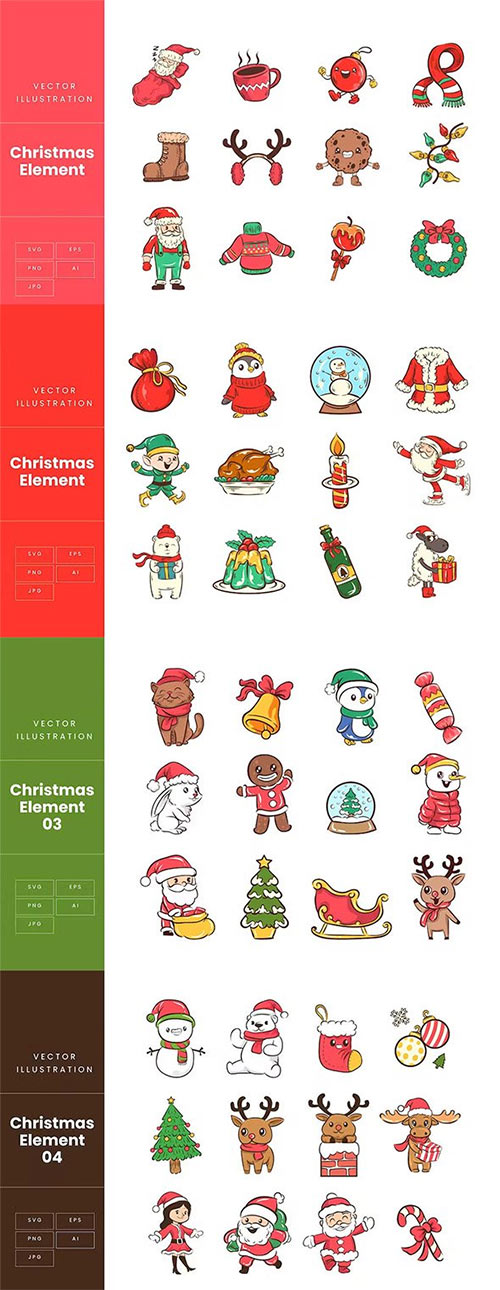 Christmas Element Illustration Set Collection