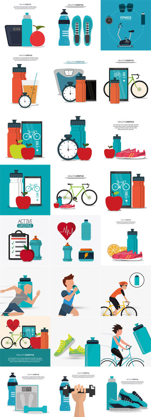 Vector Active Life Fitness and Gym Icons Design 2