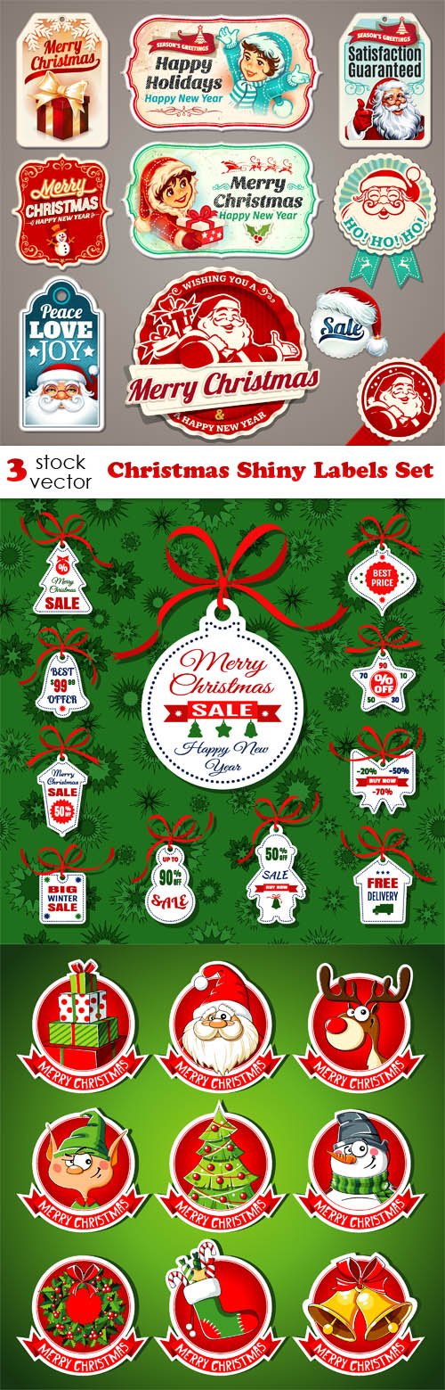 Vectors - Christmas Shiny Labels Set