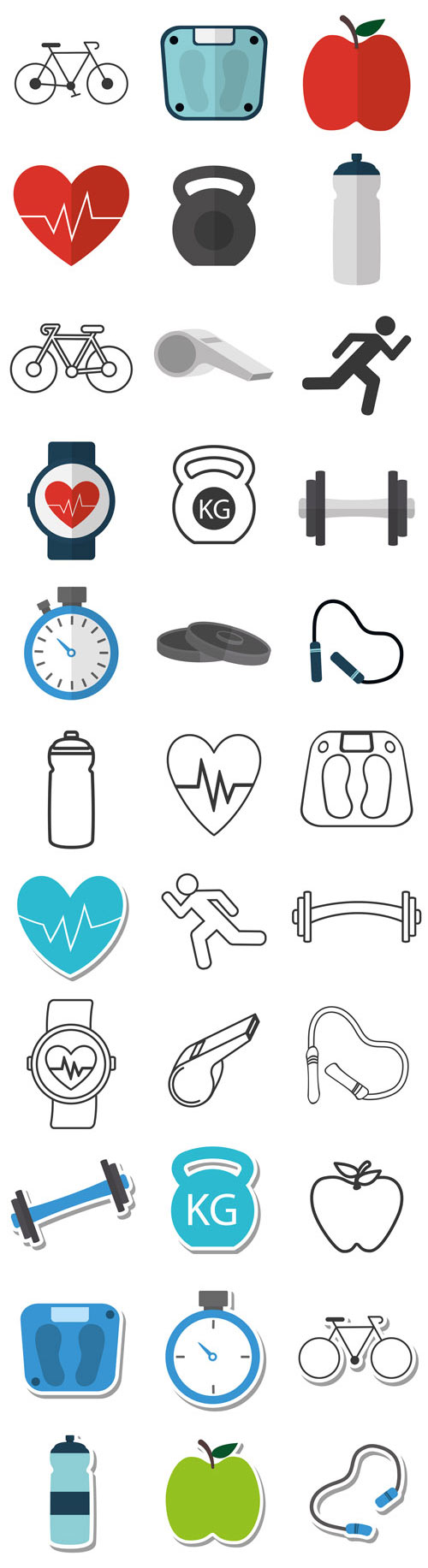 Vector Fitness Isolated Icons Illustration Design