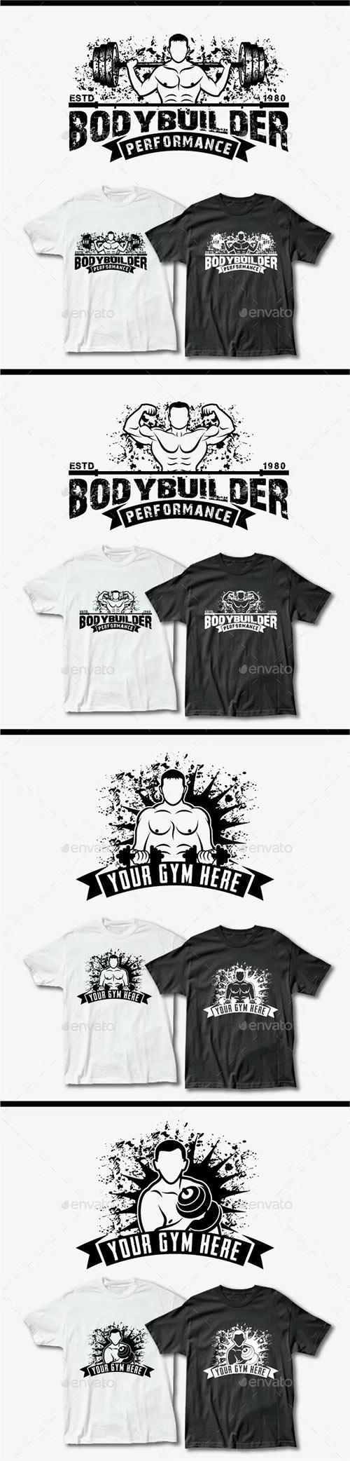 10 Fitness T-Shirt Template Bundle 11958686