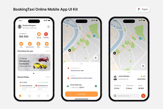 Taxi Online Mobile App UI Kit A79Q6TQ