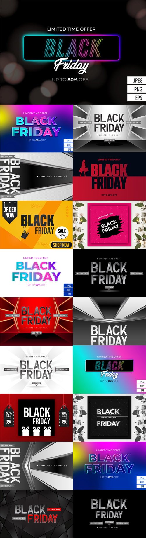 Black Friday Sales Vector Design Templates Collection