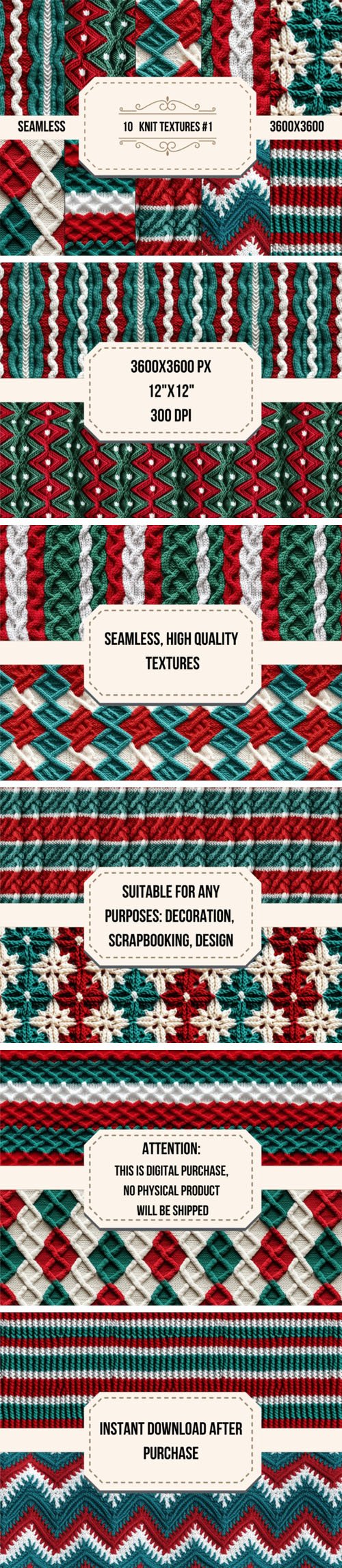 10 Holiday Knit Seamless Textures Pack