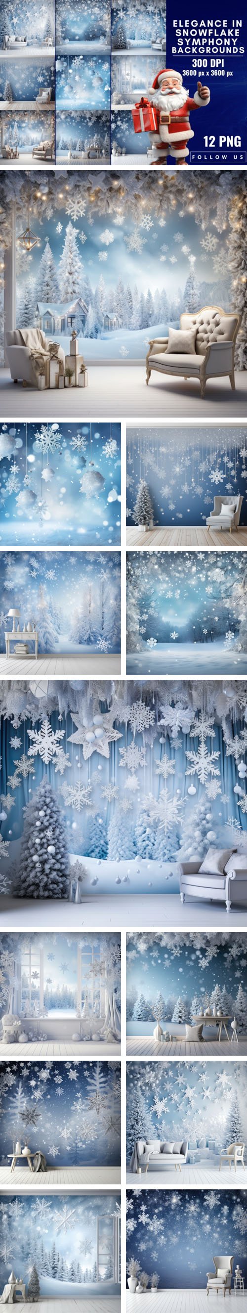 Elegance in Snowflake Symphony Backgrounds