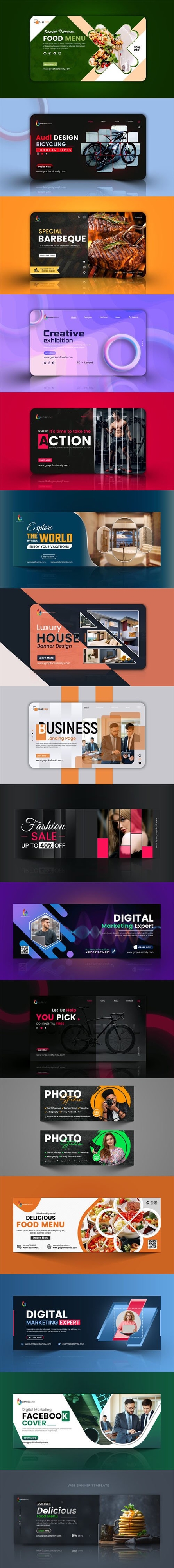 15+ Web Banners & Facebook Covers - Advertising PSD Templates Collection