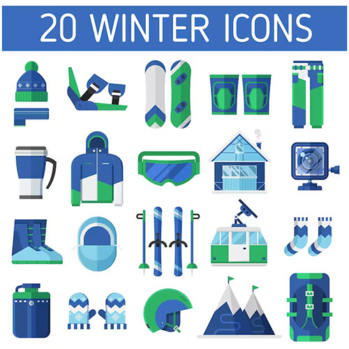Winter Ski Resort Icons