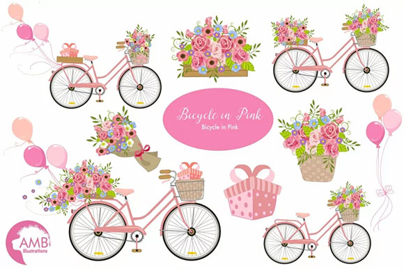 Bicycle in Pink Clipart