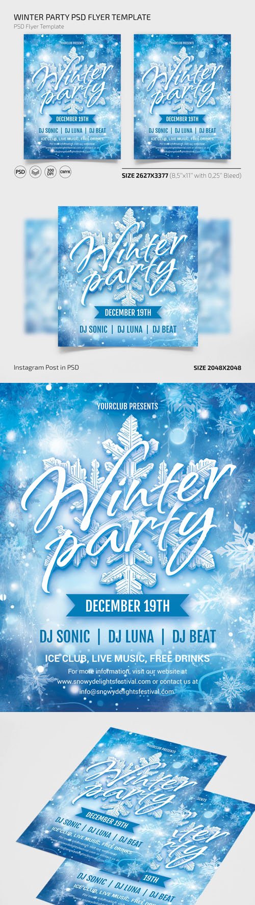 Winter Party PSD Flyer Template + Instagram Post
