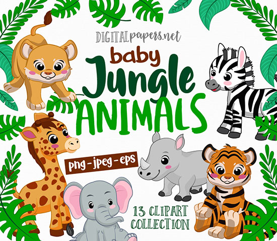 Baby Jungle Animals PNG Clipart