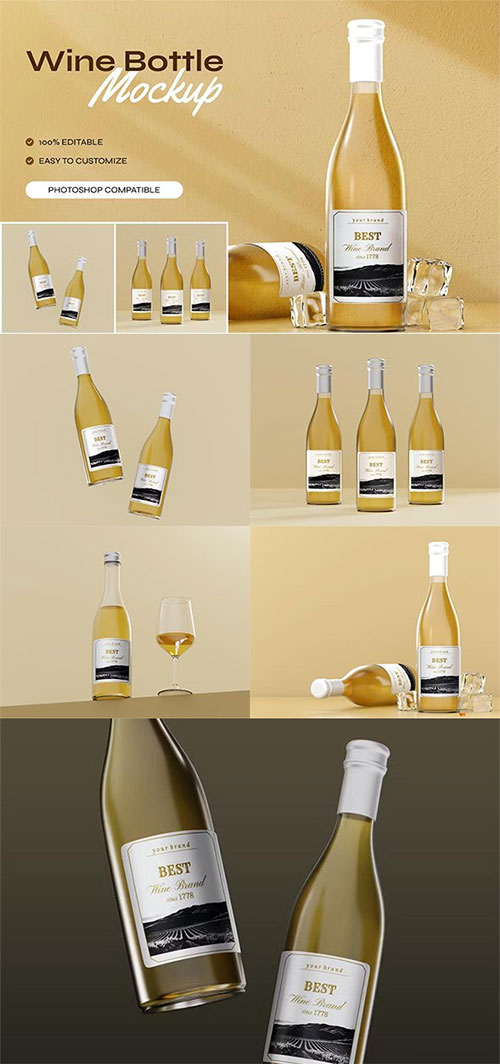 Bottle Champagne Product Mockup 94D4SUF