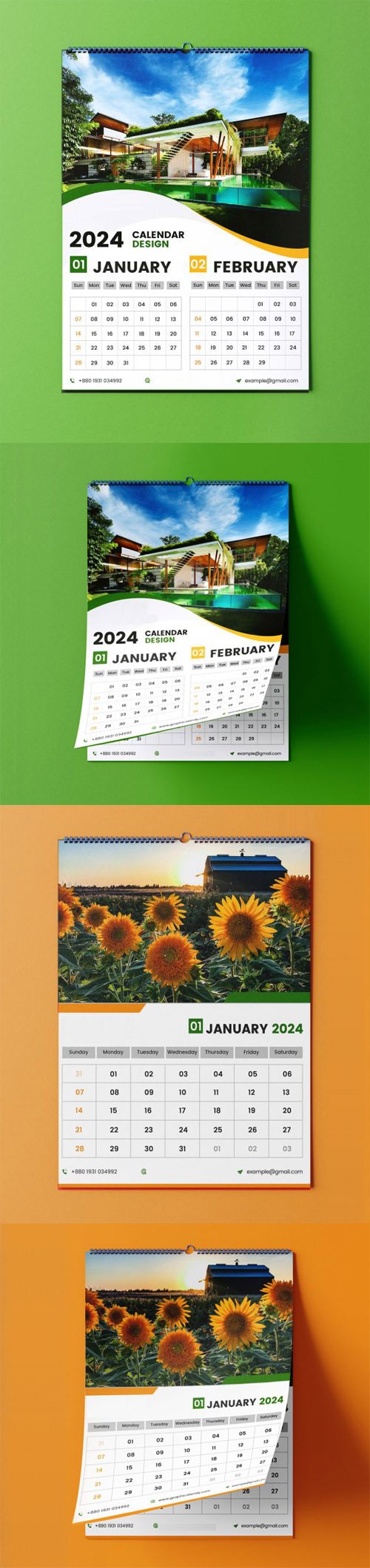 2024 Creative Photography Wall Calendars PSD Templates