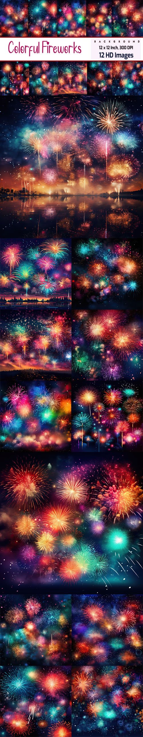 Colorful Fireworks - 12 HD Images Collection