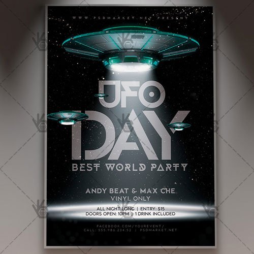 UFO Day Flyer - PSD Template