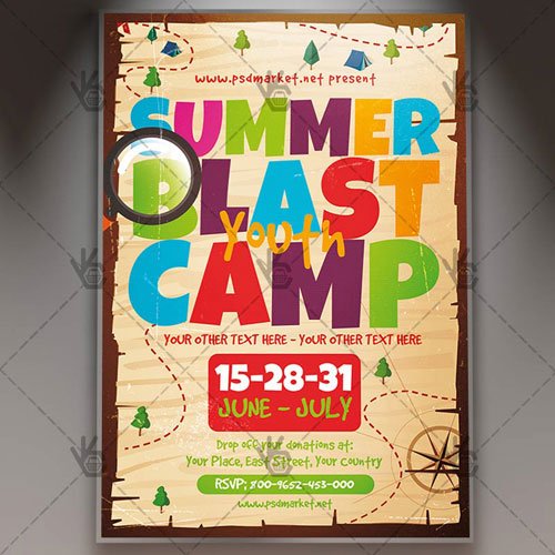 Summer Youth Blast Flyer - PSD Template