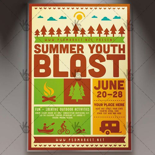 Summer Blast Camp Flyer - PSD Template