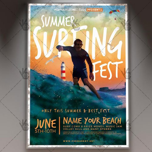 Surfing Flyer - PSD Template