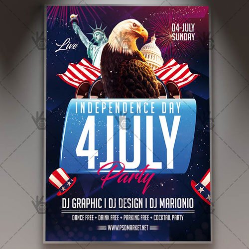 4th of July Flyer - PSD Template