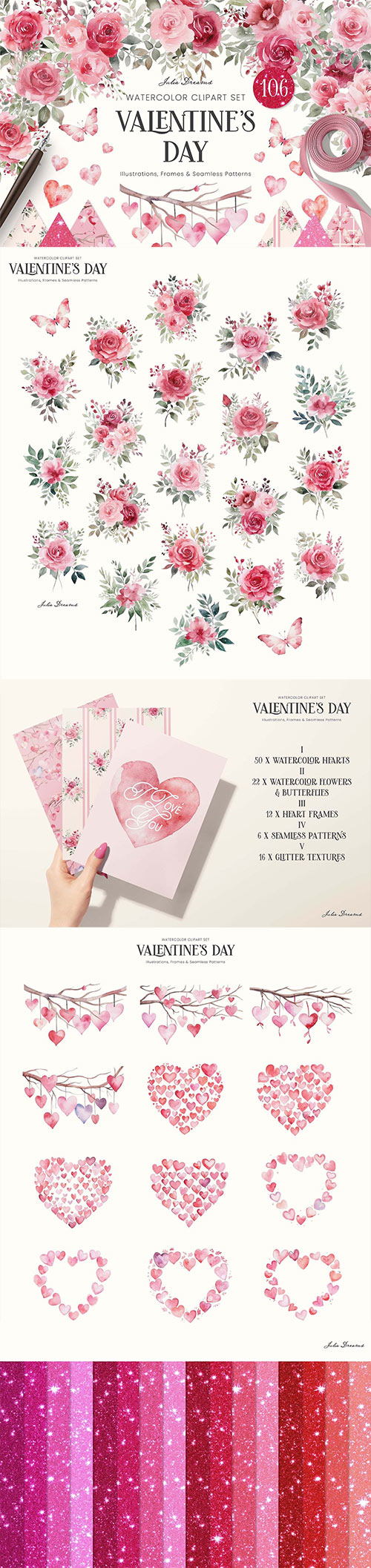 Valentine's Day Watercolor Clipart 91937506