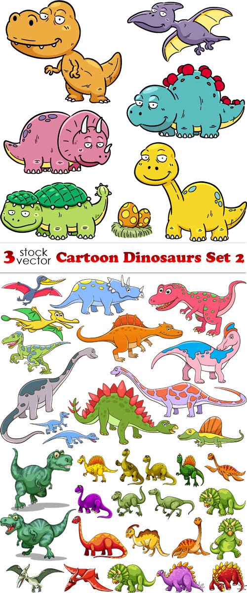 Vectors - Cartoon Dinosaurs Set 2