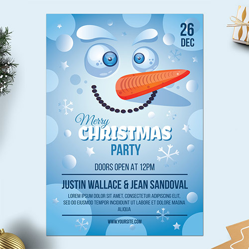 Merry Christmas Poster With Snowman VSAH4L