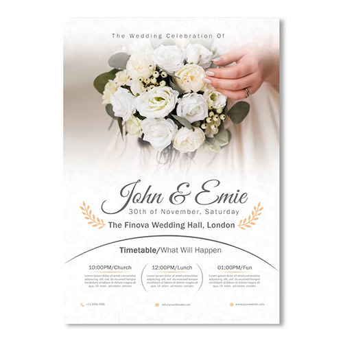 Beautiful wedding invitation with bouquet of flowers 5528562