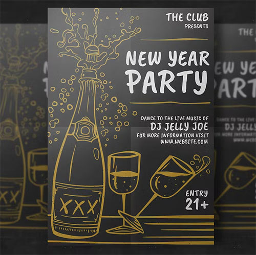Hand-Drawn New Year Party Template 2FLFBM