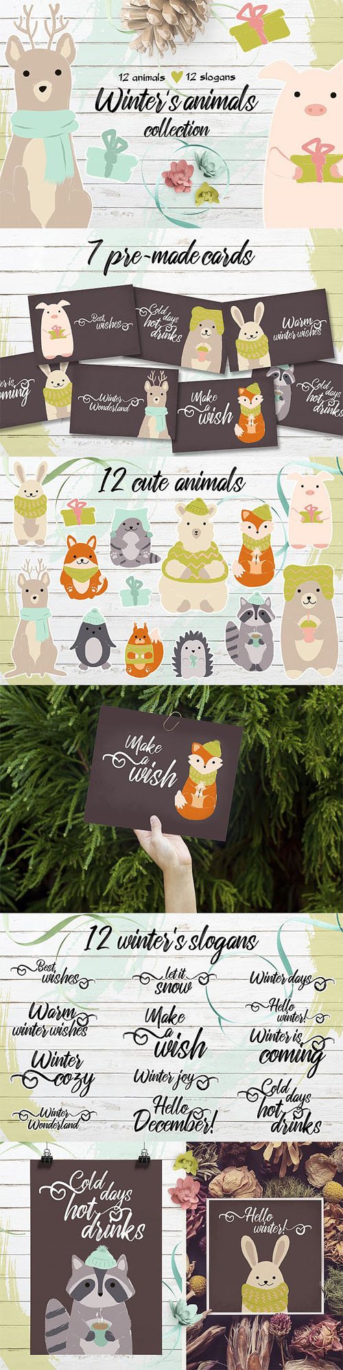 Winter's Cute Animals - Clipart Bundle